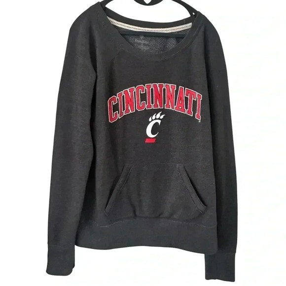 Cincinnati Bearcats Women’s L Gray Pull On Collegiate Sweatshirt Front Pocket - Picture 1 of 6